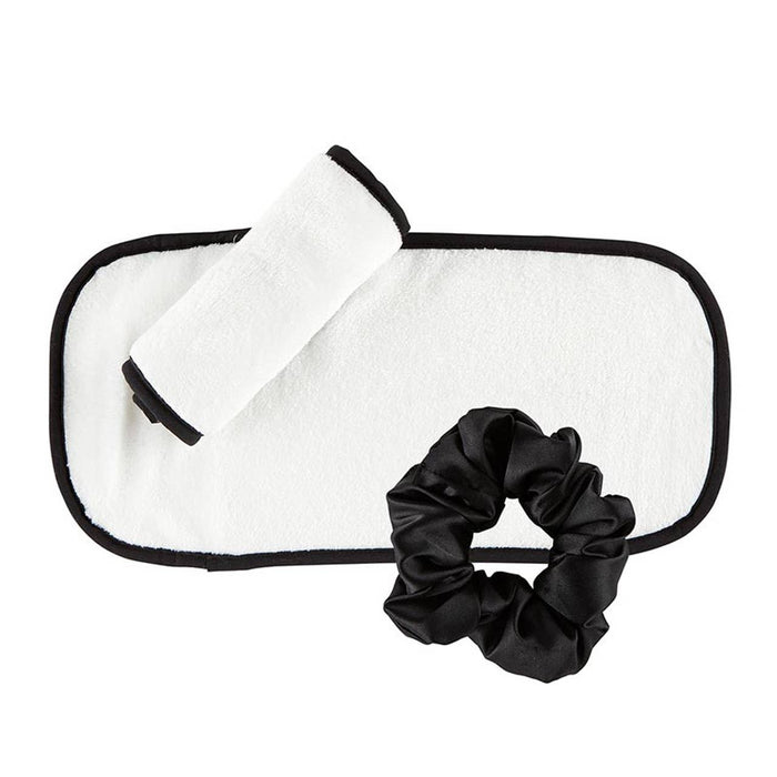 Plush Face Cloth - White with Black Trim