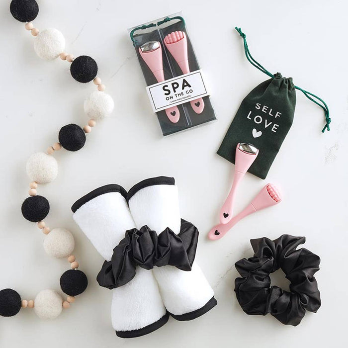 Plush Face Cloth - White with Black Trim