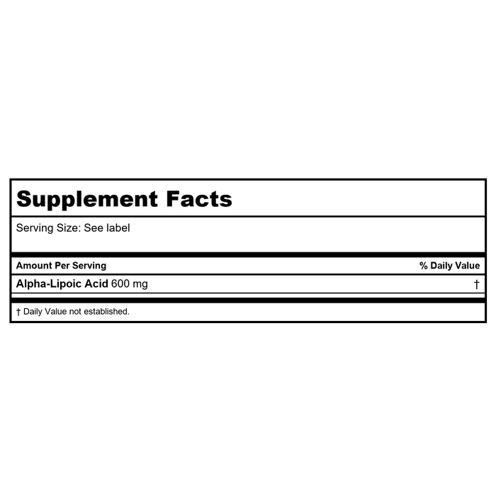 Protocol For Life Balance Alpha-Lipoic Acid 600 Mg 60 Vcaps - Supplement Facts panel