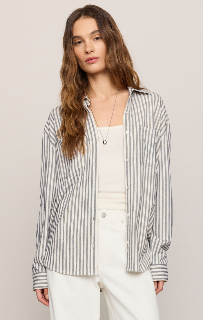 Reese Button Up Stripe Top - Eclipse by Z Supply