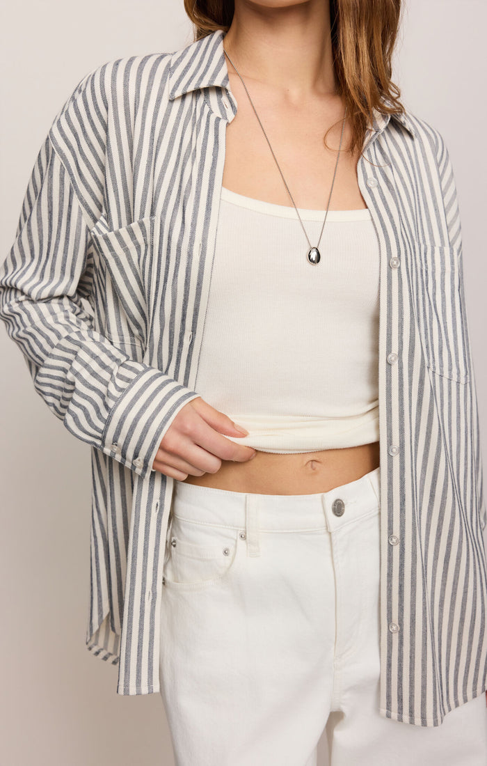 Reese Button Up Stripe Top - Eclipse by Z Supply