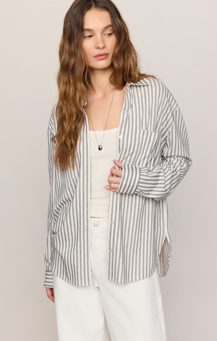 Reese Button Up Stripe Top - Eclipse by Z Supply
