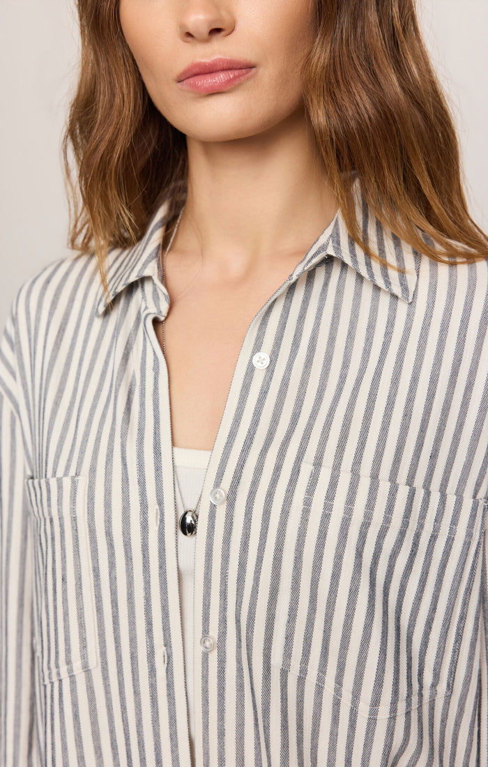 Reese Button Up Stripe Top - Eclipse by Z Supply