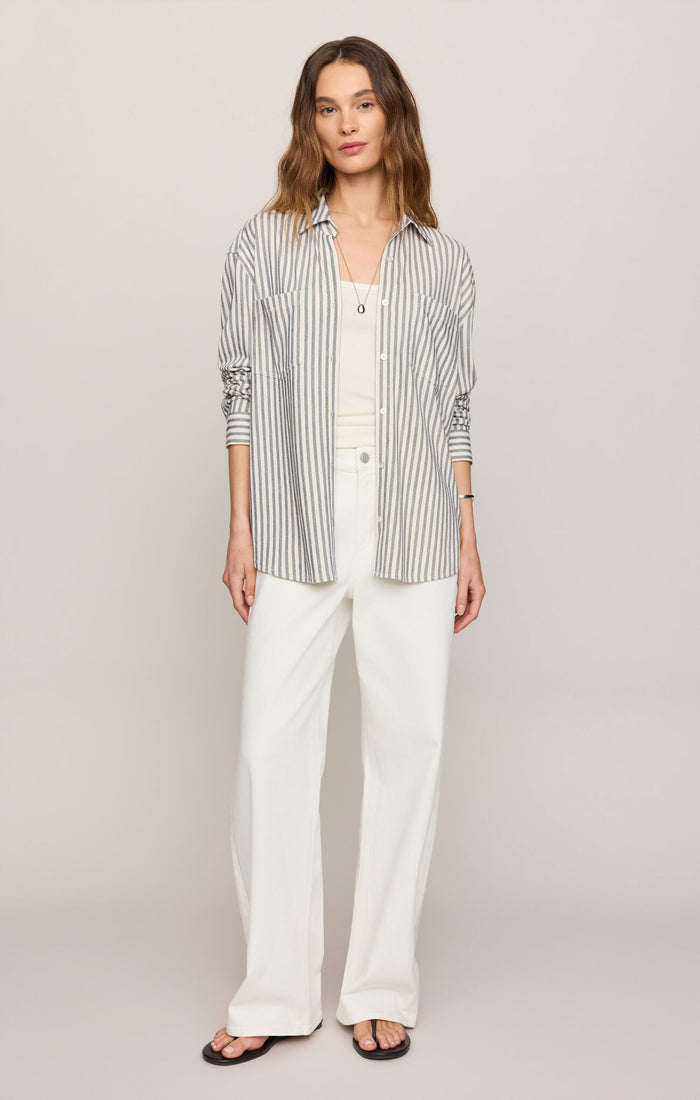 Reese Button Up Stripe Top - Eclipse by Z Supply