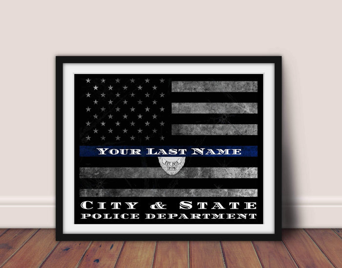 Retirement Police officer gift Customized Thin Blue line Flag Police officer gift