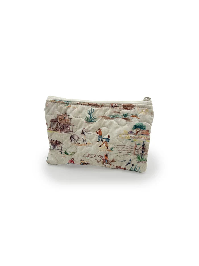 Retro Cowboy Quilted Makeup Bag