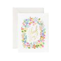 Rifle Paper Co. Prairie Thank You Card with colorful floral wreath design and gold text