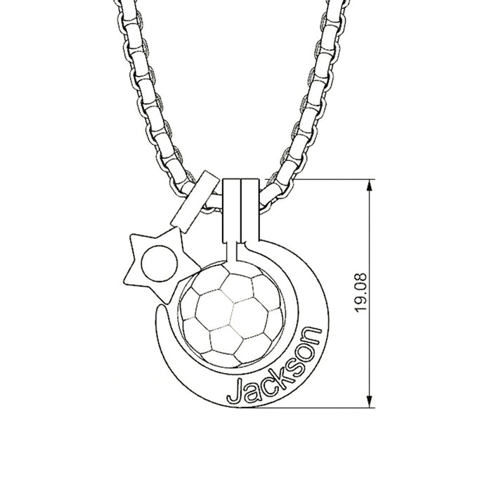Rising Star Soccer Foot ball Birthstone Name Necklace For Children