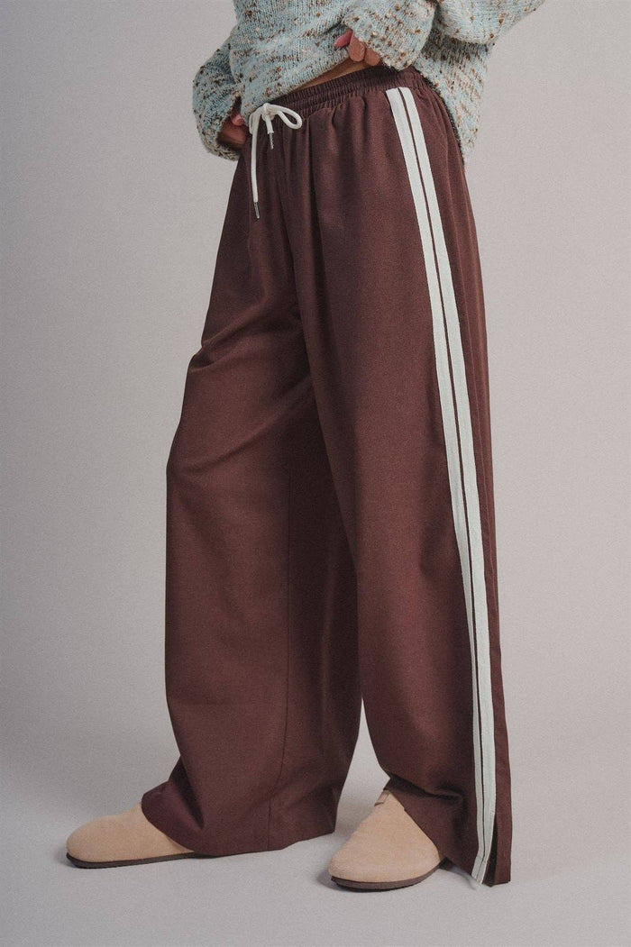 Roxy Chocolate Brown Wide Leg Stripe Pants