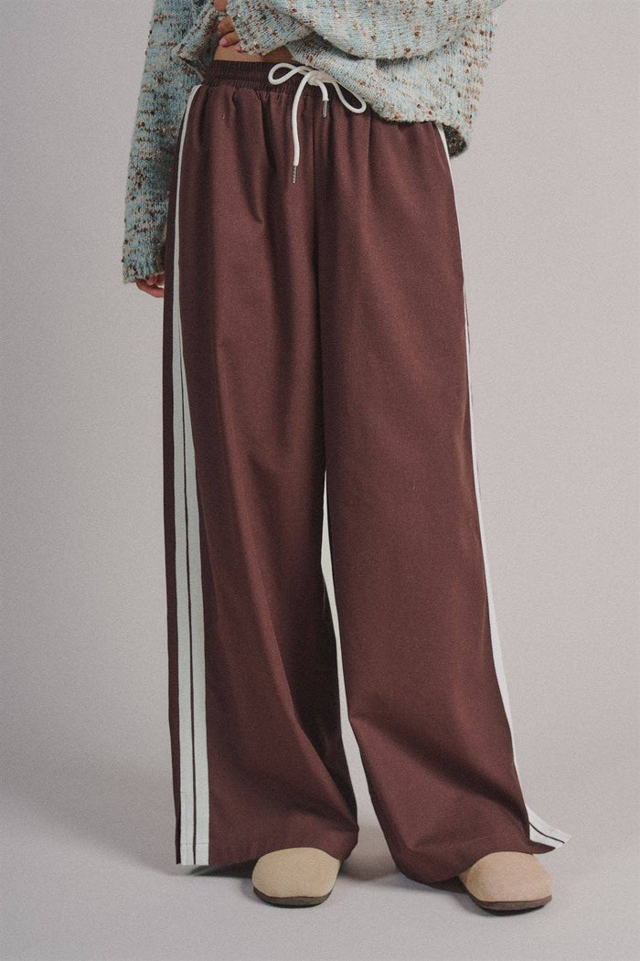 Roxy Chocolate Brown Wide Leg Stripe Pants