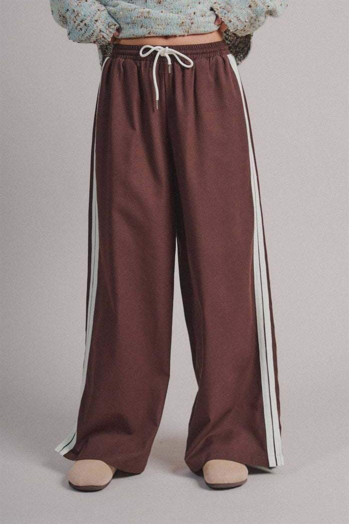 Roxy Chocolate Brown Wide Leg Stripe Pants