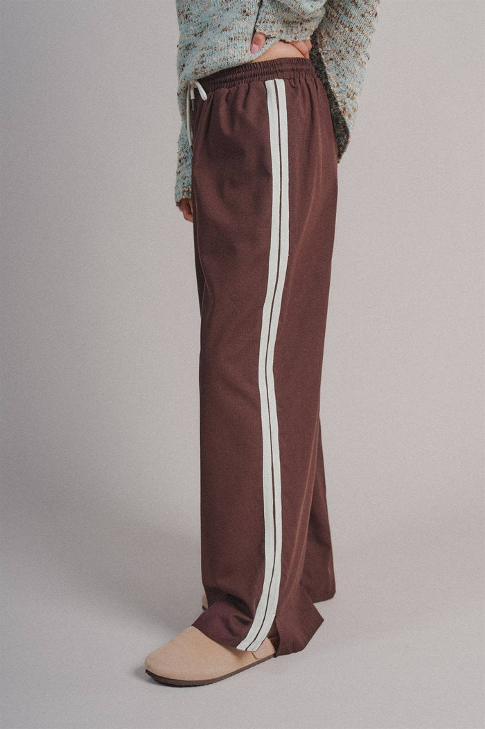 Roxy Chocolate Brown Wide Leg Stripe Pants