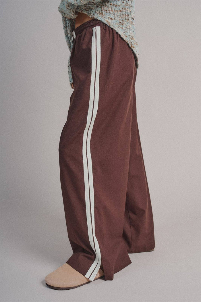 Roxy Chocolate Brown Wide Leg Stripe Pants