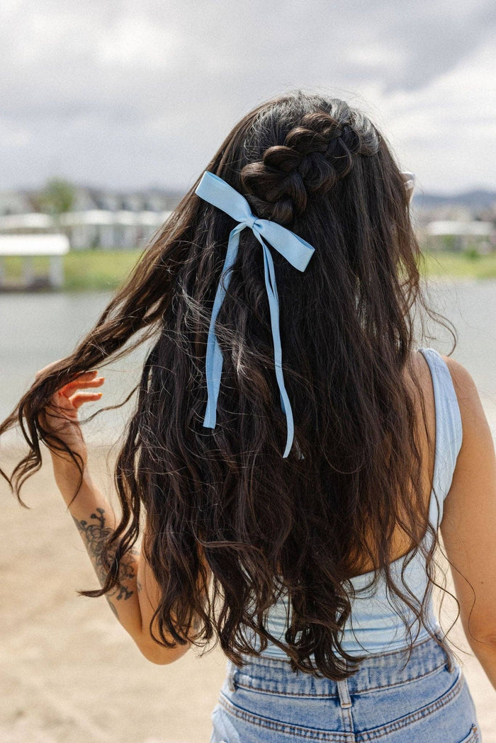 Satin Ribbon Long Bow Clip - Multiple Colors