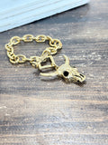 Savannah Yochi 18kt Gold Plated Chain Bracelet with Longhorn Skull Charm