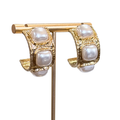 Sloan Pearl and Gold Hoop Post Earrings