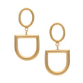 Sloane Yochi Gold Matte D-Ring Geometric Drop Earrings