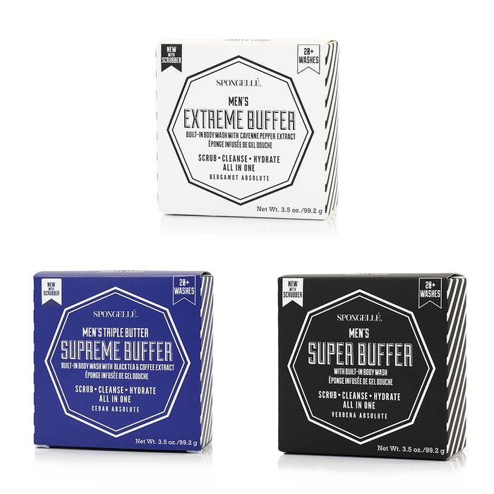 Spongellé Men's Super Buffer with Black Scrubber - 20+ Uses