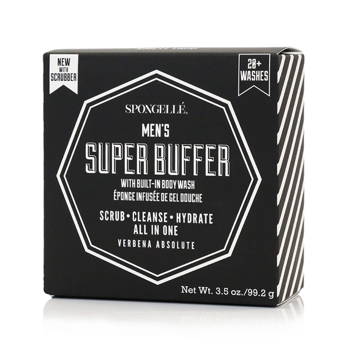 Spongellé Men's Super Buffer with Black Scrubber - 20+ Uses