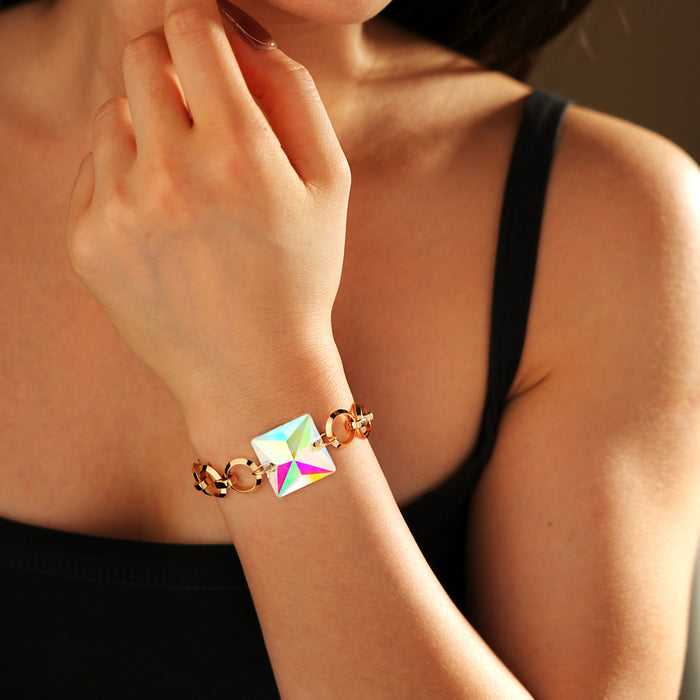 Square Cut Colorful Crystal Pavé Bracelet