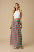 Sunset Stripe Wrap Skirt with Built-In Shorts
