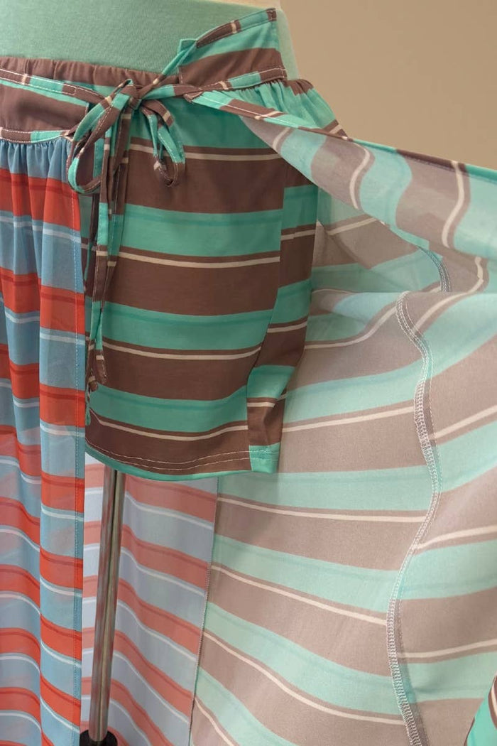 Sunset Stripe Wrap Skirt with Built-In Shorts