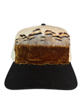 Teagan  Black & Canvas Velvet and Feather Trim Hat