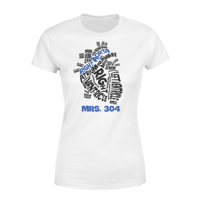 Apparel XS / White Personalized Shirt - Thin Blue Line Anatomical Heart - Standard Women's T-shirt
