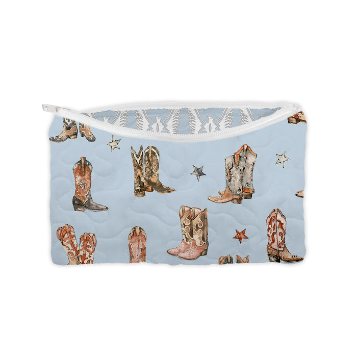 Thunderbird Boots Blue Quilted Makeup Bag
