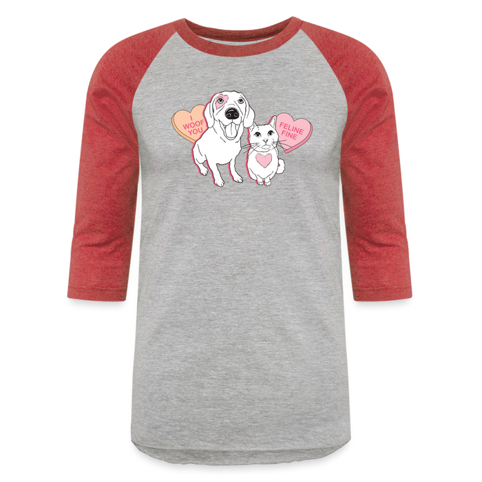 Valentine Hearts Baseball T-Shirt - heather gray/red