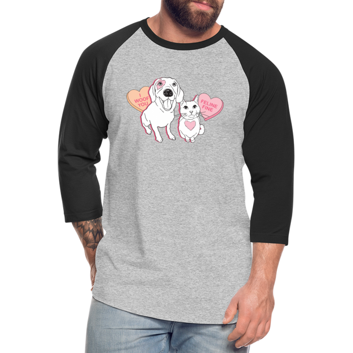 Valentine Hearts Baseball T-Shirt - heather gray/black