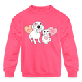Valentine Hearts Kids' Crewneck Sweatshirt - neon pink