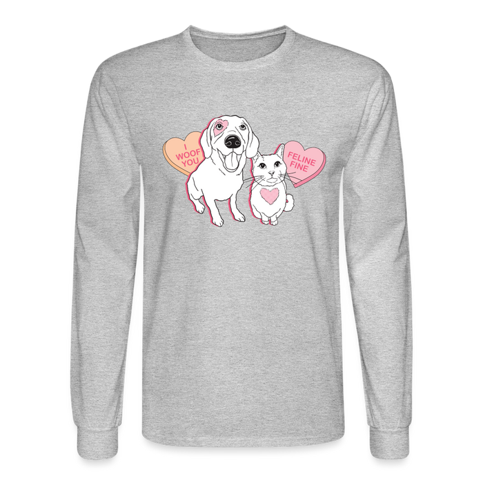 Valentine Hearts Long Sleeve T-Shirt - heather gray