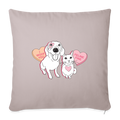 Valentine Hearts Throw Pillow Cover 18” x 18” - light taupe
