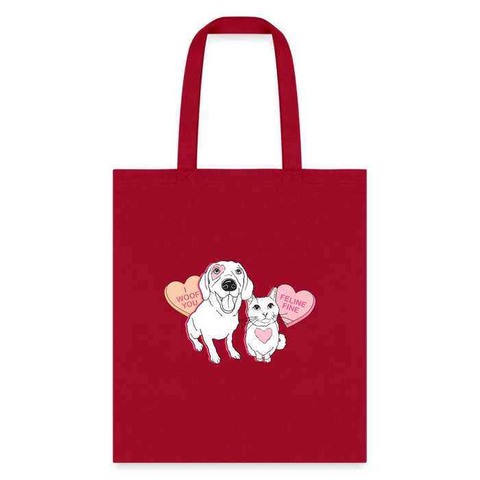 Valentine Hearts Tote Bag - red