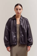 Vegan Leather Bomber Jacket