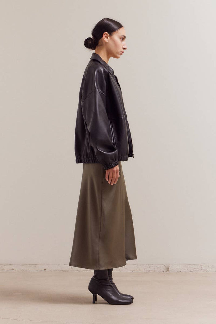 Vegan Leather Bomber Jacket