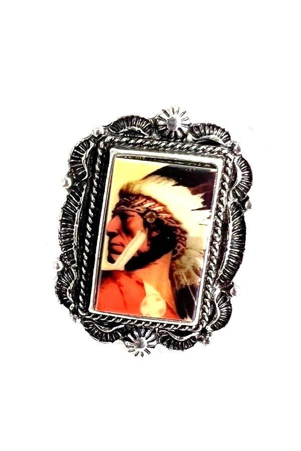 Western Indian Cheif Scarf Ring