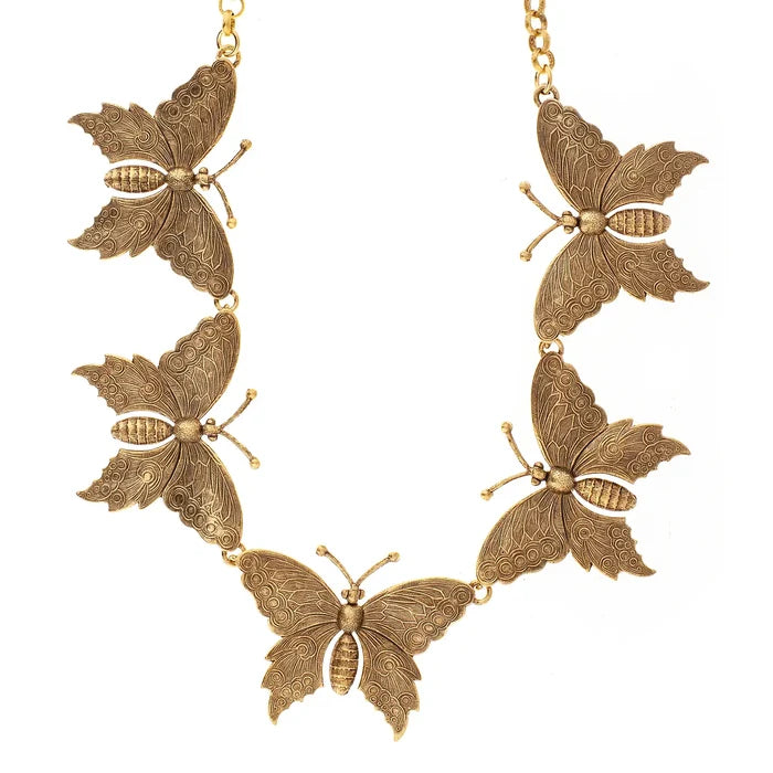 Yochi Gold Butterfly Collar Statement Necklace