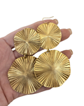 Yochi Gold Double Sunburst Disc Drop Earrings