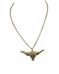 Yochi Gold Longhorn Head Pendant Necklace