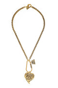 Yochi "My Paris" Heart Charm Wheat Chain Necklace