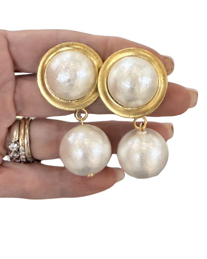 Yochi Omari Double Pearl Drop Earrings